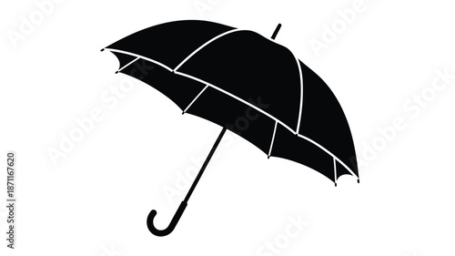 A simple black umbrella illustration with a distinct silhouette