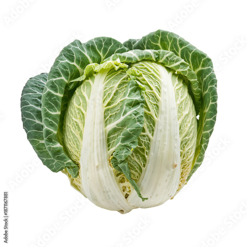 Fresh Green Cabbage in Full View With Visible Leaves and Structure in Natural...