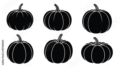 A collection of six black pumpkin shapes a halloween themed silhouette