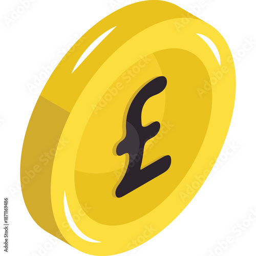 Golden Coin with Pound Sterling Symbol