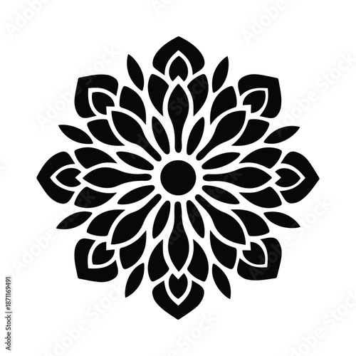 Elegant Floral Mandala Line Art