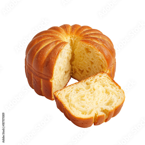 Freshly Baked Bread is Sliced and Served on a Wooden Board With Butter Nearby...