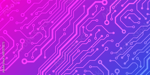 Digital technology banner pink blue background concept with technology line light effects, abstract tech, illustration vector for graphic design, with a modern concept style