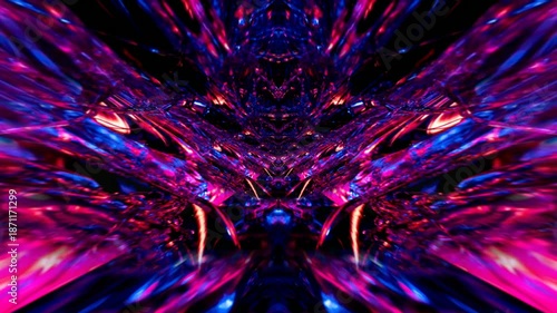 Abstract Warp Drive Light Rays Neon Sci Fi Tunnel Motion Background Seamless Loop Animation