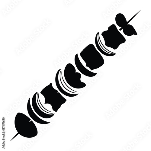 A black silhouette of a kebab on a white background