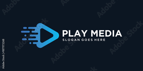 Media logo. Play button icon design