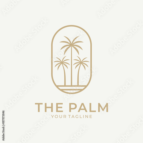 Minimalist gold palm tree logo design