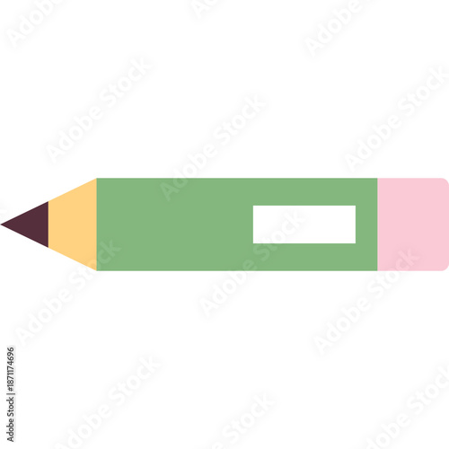 Green pencil with eraser and blank rectangle
