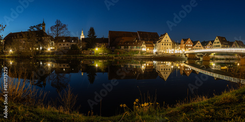 Evening mood at the river Neckar in Rottenburg am Neckar, Germany