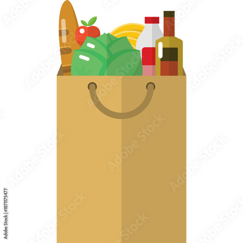 Groceries in a paper shopping bag