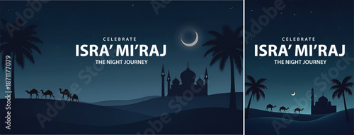 Gradient background islamic isra miraj for poster, flyer, social media template design