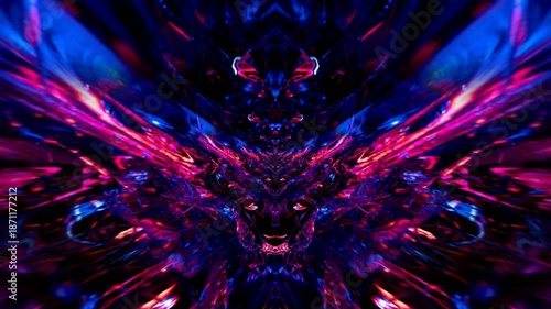 Cyberpunk Neon Light Speed Vortex Tunnel Abstract Symmetrical Motion Texture Seamless Loop