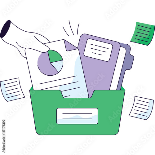Hand organizing documents in a file holder