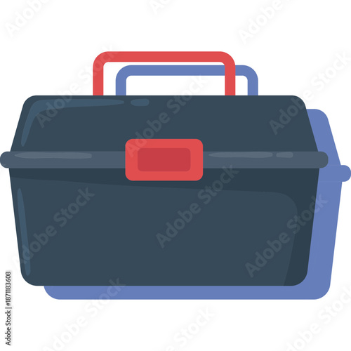 Illustration of a blue toolbox with red accents