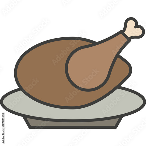Illustration of a cooked turkey on a platter
