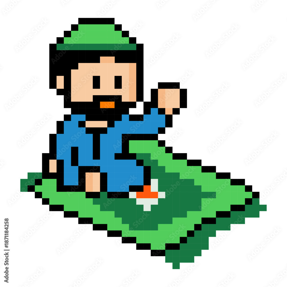 Obraz premium Man Praying On Mat Pixel