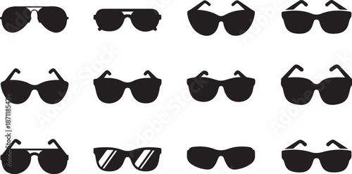 Sunglass silhouette icon set vector.eps