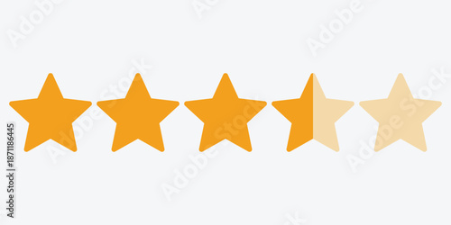 Stars rating icon, four golden star rating illustration vector isolated on white background