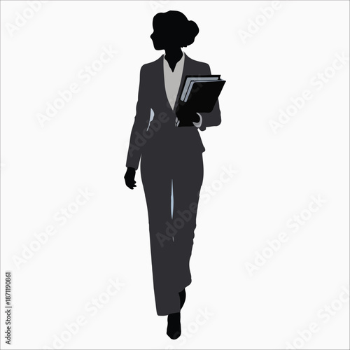 Administrative assistant silhouette vector Businesswoman carrying documents