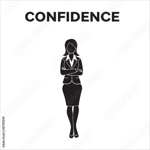 Administrative assistant silhouette vector Confident businesswoman