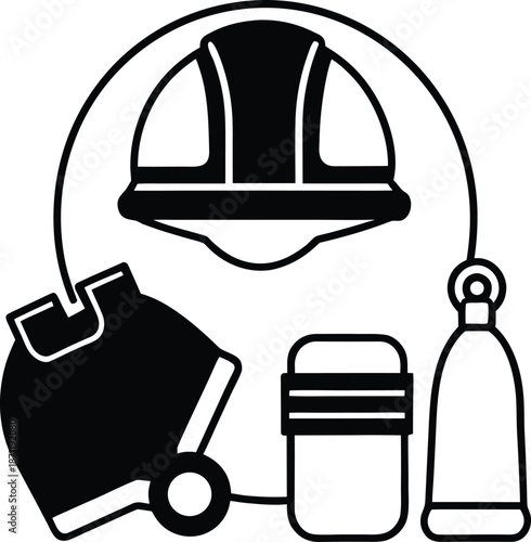 Safety tools and protective equipment illustration