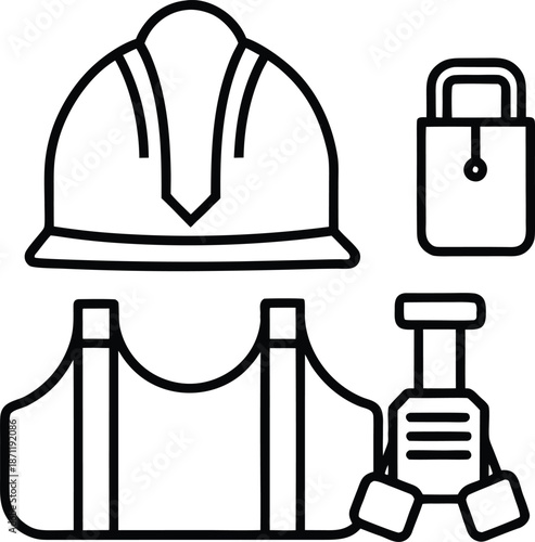 Safety tools and protective equipment illustration