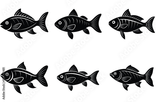 Salmon fish silhouette vector art illustration