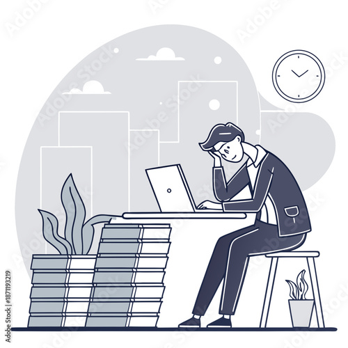 Focused worker at desk