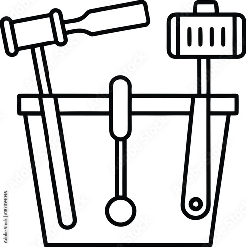 Workshop tools with wooden handles illustration