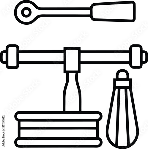 Workshop tools with wooden handles illustration
