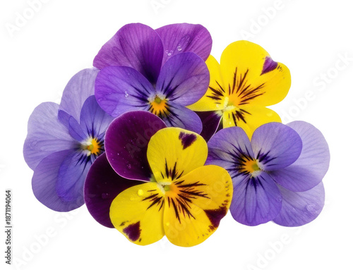Vibrant pansy flower arrangement nature isolated on transparent background