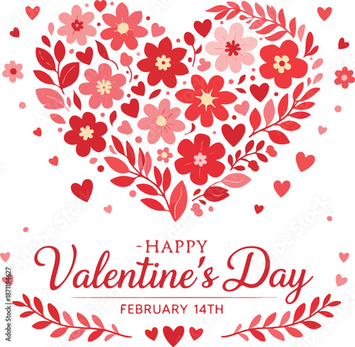 Heart made of flowers vector illustration for love and celebration and valentine's day 
