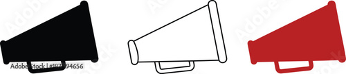 Cheer bullhorn megaphone cheerleading speaker silhouette vector, Cheer bullhorn megaphone icon, Clipart Set - Outline and Silhouette, Formats Included EPS