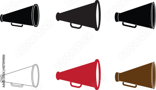 Cheer bullhorn megaphone cheerleading speaker silhouette vector, Cheer bullhorn megaphone icon, Clipart Set - Outline and Silhouette, Formats Included EPS