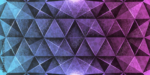 Vibrant purple blue gradient geometric triangle pattern texture with modern abstract polygon design