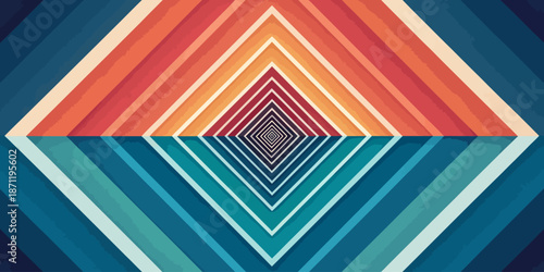 Vibrant colorful geometric triangle pattern with 3D depth effect and dynamic diagonal lines composition