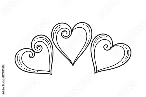 Intertwined Hearts: Three intricately designed hearts, each a testament to love and connection, interlace in a harmonious embrace.