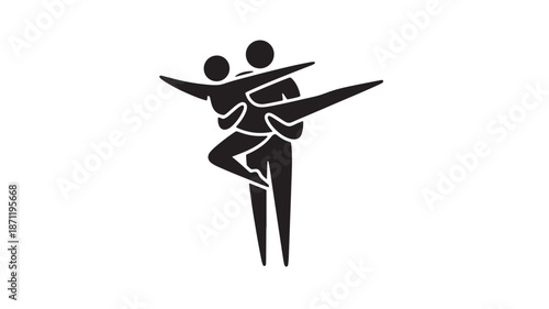 A black silhouette of a couple dancing ideal for design on transparent background