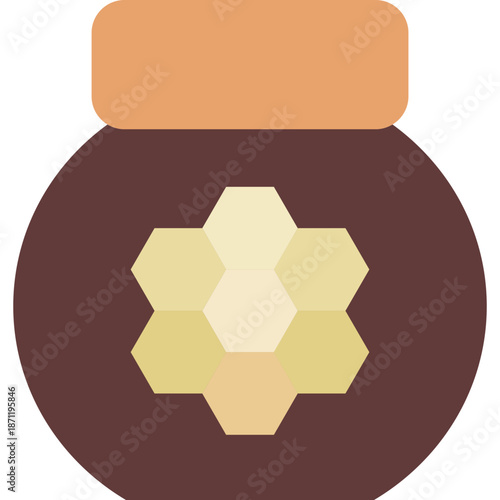 Jar of Honey with Honeycomb Pattern