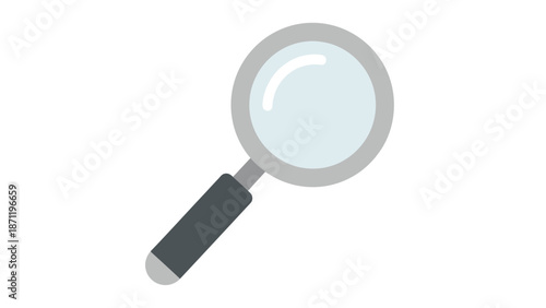 Magnifying glass illustration on a plain white background viewed from a straightforward angle