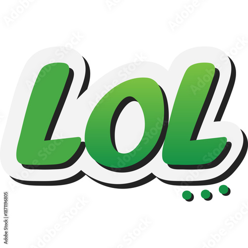 LOL text with green gradient and shadow