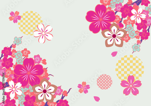 ピンクの美しい桜の背景イラスト