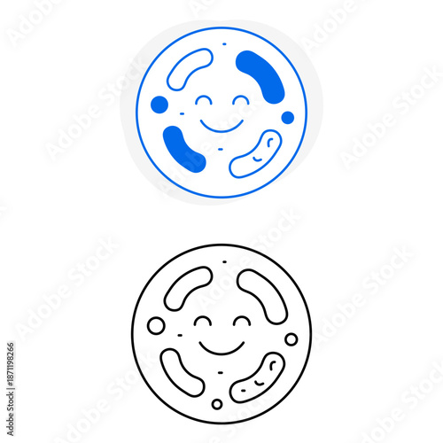 Happy gut bacteria and healthy microbiome icon with editable stroke.
