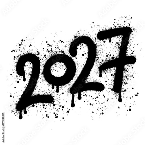 Hand-drawn graffiti-style numbers 2027