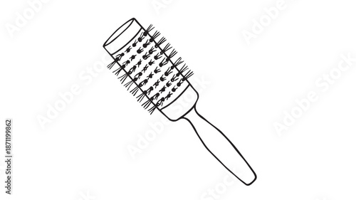 Simple hairbrush illustration with a handle perfect for designs on transparent background silhouette