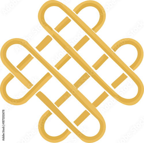 Golden Mystic Knot Vector Icon Chinese Symbol of Luck and Longevity