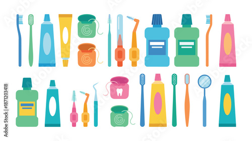 Dental hygiene and oral care products layout