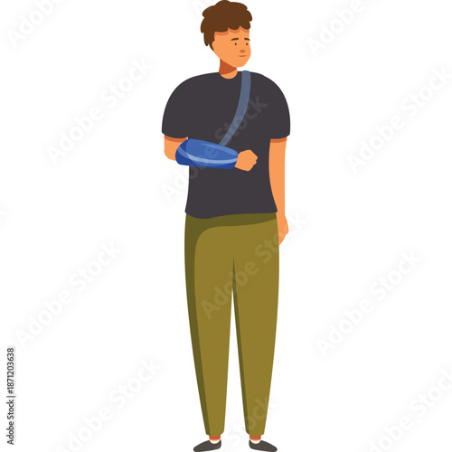 Man with broken arm in sling