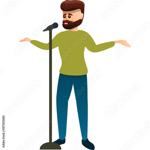 Man with Microphone on Stand
