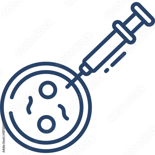 Microbiology experiment icon: syringe and petri dish
